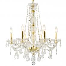 Worldwide Lighting Corp W83105G24-CL - Provence 6-Light Gold Finish and Clear Crystal Chandelier 24 in. Dia x 28 in. H Large